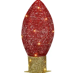 Outlet National Tree Company 20" Pre-Lit Red Christmas Light Bulb Decoration