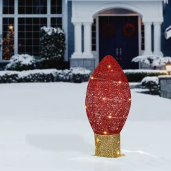 Outlet National Tree Company 20" Pre-Lit Red Christmas Light Bulb Decoration