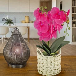 Best Sale National Tree Company 21" Purple Orchid Flower In White Basket