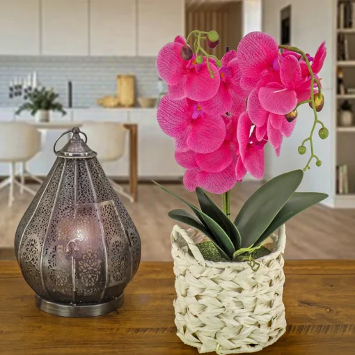 Best Sale National Tree Company 21" Purple Orchid Flower In White Basket