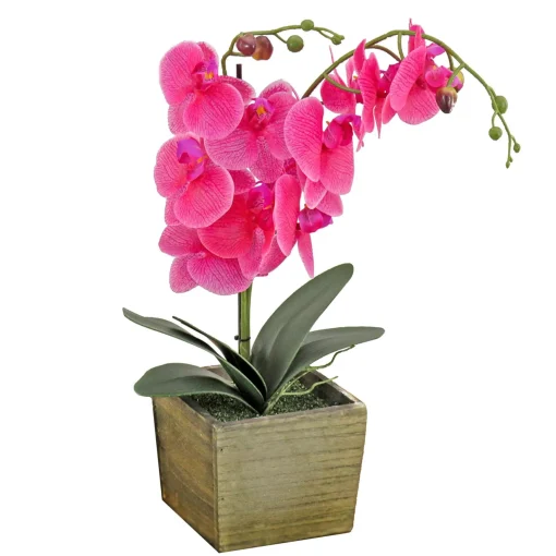 New National Tree Company 21" Purple Orchid Flower In Wood Box