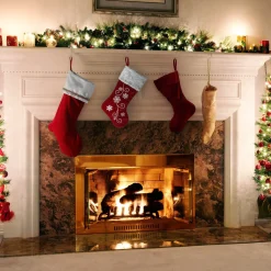 Store National Tree Company 18" Red Christmas Stocking With Snowflakes