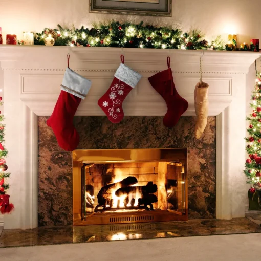 Store National Tree Company 18" Red Christmas Stocking With Snowflakes