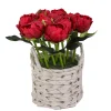 Shop National Tree Company 10" Red Peony Flower Bouquet In White Basket