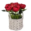 10" Red Peony Flower Bouquet In White Basket^National Tree Company Store