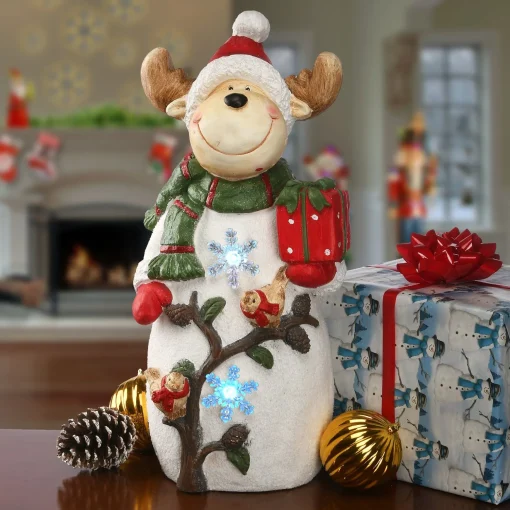 Shop National Tree Company 22" Reindeer Holding Gift With Multicolor Lights