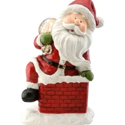 Clearance National Tree Company 14" Santa Climbing Into Chimney Figuerine