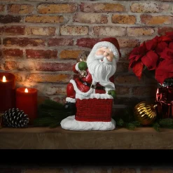 Clearance National Tree Company 14" Santa Climbing Into Chimney Figuerine