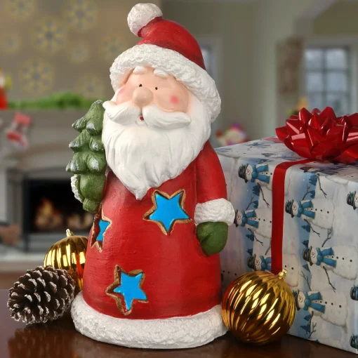 Clearance National Tree Company 17" Santa Figuerine With Flashing Multicolor Light