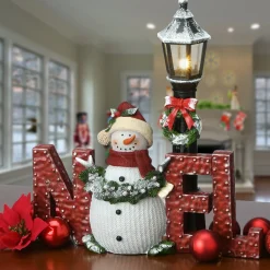 Hot National Tree Company 12" Snowman And Lamppost