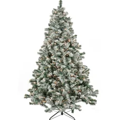 Clearance National Tree Company 9' Snowy Crestview Hinged Tree With 900 Clear Lights- Ul