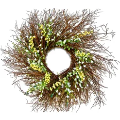 24" Spring White & Cream Forsythia Twig Wreath^National Tree Company Flash Sale