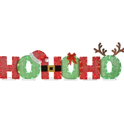 Discount National Tree Company 23" Tinsel Fabric "Ho Ho Ho" Sign With 120 Red & Cool White Led Lights-Ul