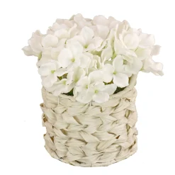 10" White Hydrangea Bouquet In White Basket^National Tree Company New