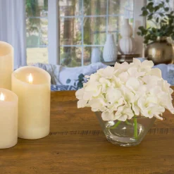 New National Tree Company 8" White Hydrangea Bouquet In Glass Vase
