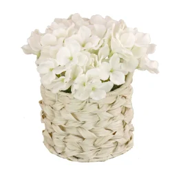Best National Tree Company 10" White Hydrangea Bouquet In White Basket
