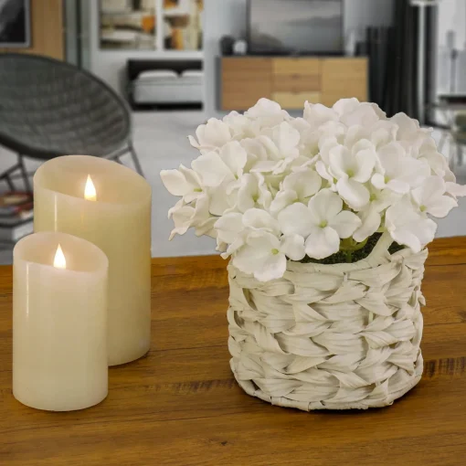 Best National Tree Company 10" White Hydrangea Bouquet In White Basket