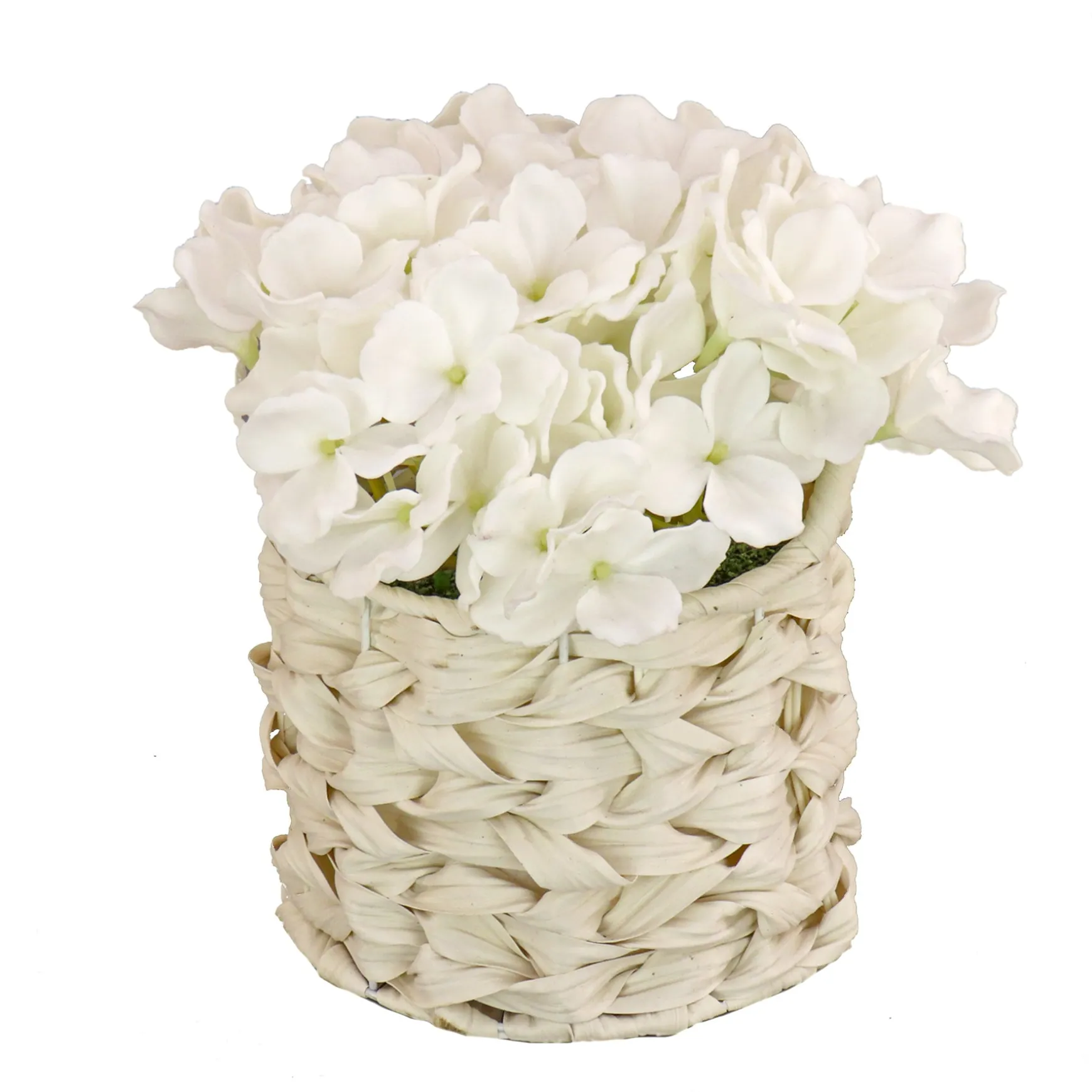 10" White Hydrangea Bouquet In White Basket^National Tree Company Best Sale
