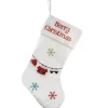 Store National Tree Company 18" White Merry Christmas Stocking With Snowflakes