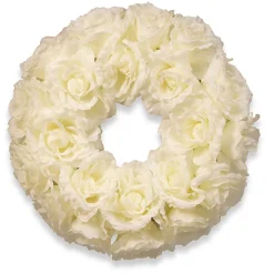17" White Rose Wreath^National Tree Company Best