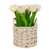Outlet National Tree Company 10" White Tulip Bouquet In White Basket