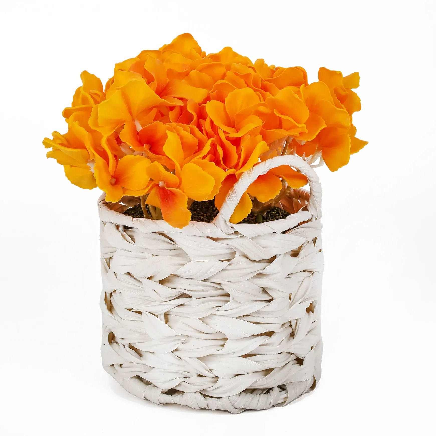 10" Yellow Hydrangea Bouquet In White Basket^National Tree Company Outlet