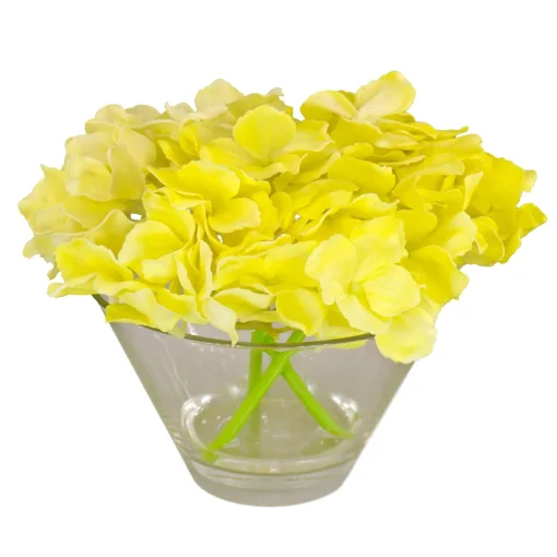 Cheap National Tree Company 8" Yellow Hydrangea Bouquet In Glass Vase