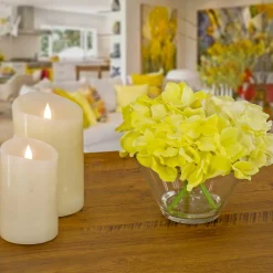 Cheap National Tree Company 8" Yellow Hydrangea Bouquet In Glass Vase