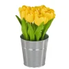 Store National Tree Company 9" Yellow Tulip Bouquet In Metal Pot