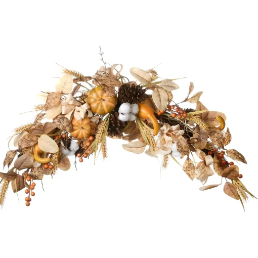 Online National Tree Company Artificial Autumn Door Decoration, Decorated With Pine Cones, Pumpkins, Gourds, Assorted Leaves, Autumn Collection, 36 Inches