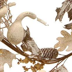 Store National Tree Company Artificial Autumn Garland, White, Made With Pumpkins, Gourds, Maple Leaves, Pinecones, Berry Clusters, Autumn Collection, 6 Ft