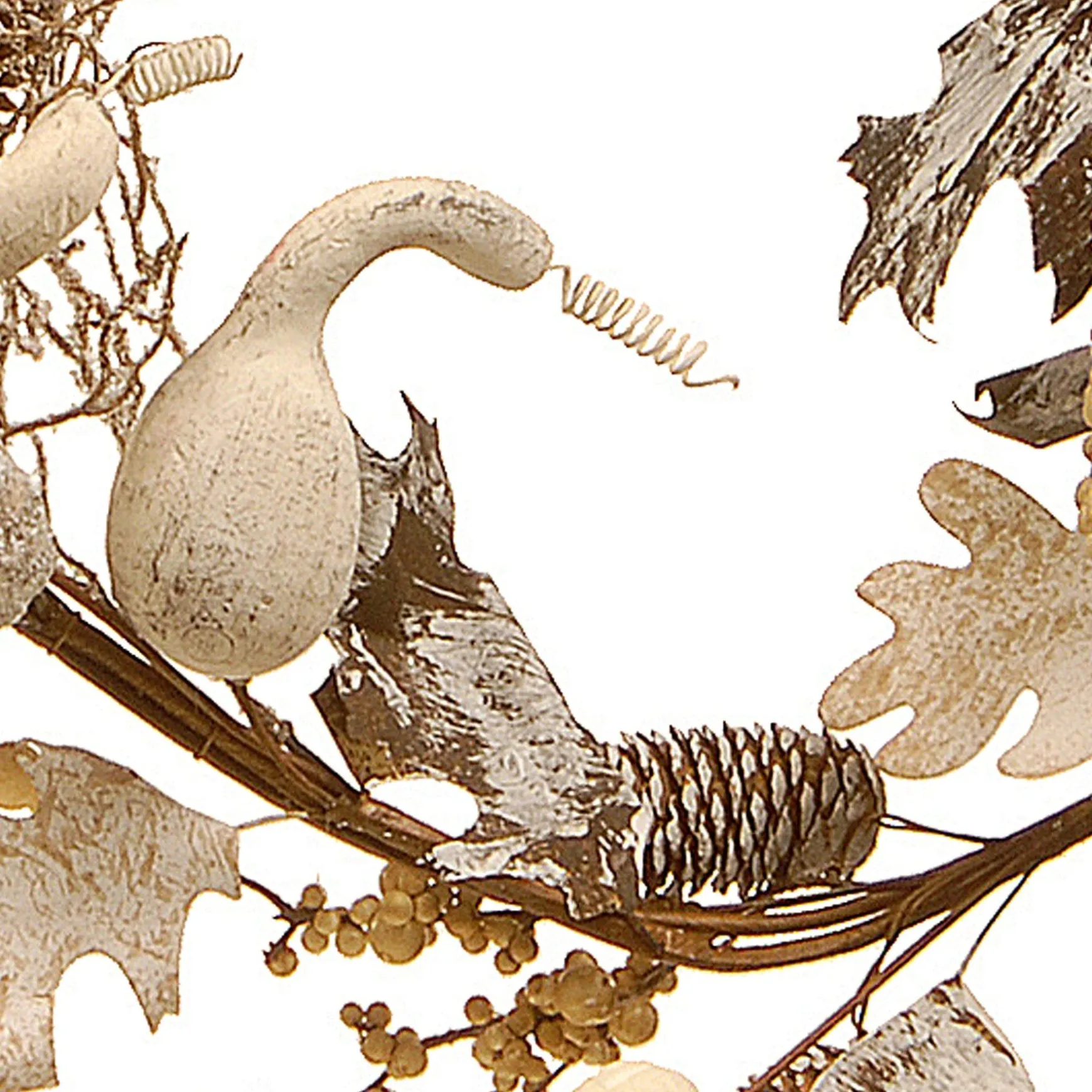 Store National Tree Company Artificial Autumn Garland, White, Made With Pumpkins, Gourds, Maple Leaves, Pinecones, Berry Clusters, Autumn Collection, 6 Ft