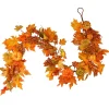 Best National Tree Company Artificial Autumn Garland, Orange, Made With Pumpkins, Gourds, Maple Leaves, Berry Clusters, Autumn Collection, 5.8 Ft