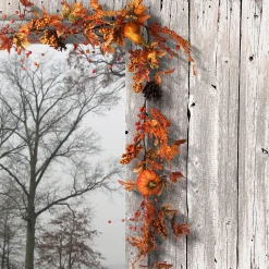 New National Tree Company Artificial Autumn Garland, Made With Pumpkins, Pinecones, Berry Clusters, Maple Leaves, Autumn Collection, 6 Ft
