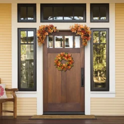 Fashion National Tree Company Artificial Autumn Wreath, Decorated With Pinecones, Berry Clusters, Oak Leaves, Autumn Collection, 24 In
