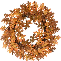 Best National Tree Company Artificial Autumn Wreath, Decorated With Acorns, Oak Leaves, Autumn Collection, 24 In