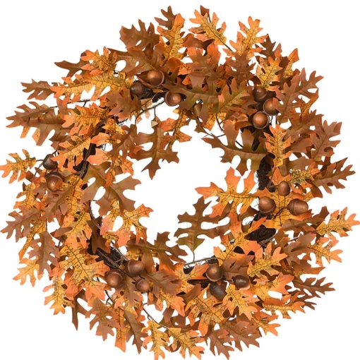 Best National Tree Company Artificial Autumn Wreath, Decorated With Acorns, Oak Leaves, Autumn Collection, 24 In