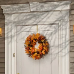 Fashion National Tree Company Artificial Autumn Wreath, Decorated With Gourds, Pumpkins, Berry Clusters, Acorns, Maple Leaves, Autumn Collection, 24 In