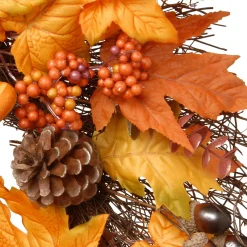 Fashion National Tree Company Artificial Autumn Wreath, Decorated With Gourds, Pumpkins, Berry Clusters, Acorns, Maple Leaves, Autumn Collection, 24 In