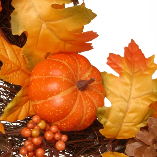 Fashion National Tree Company Artificial Autumn Wreath, Decorated With Gourds, Pumpkins, Berry Clusters, Acorns, Maple Leaves, Autumn Collection, 24 In