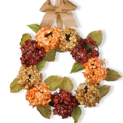 Best Sale National Tree Company Artificial Autumn Wreath, Decorated With Hydrangeas, Elm Leaves, Burlap Ribbon, Autumn Collection, 24 In
