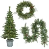 Discount National Tree Company Artificial Buzzard Pine Christmas Assortment, Includes Decorated Entrance Tree, Wreath And Garland Pre-Lit With Warm White Led Lights, Battery Operated & Plug In, 5 Ft