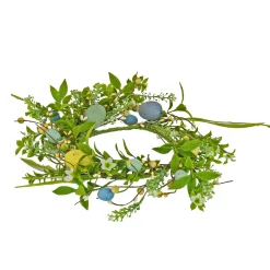 Outlet National Tree Company Artificial Candle Ring, Vine Stem Base, Decorated With Pastel Eggs, Leafy Greens, Berries, Spring Collection, 6 Inches