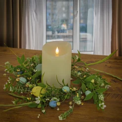 Outlet National Tree Company Artificial Candle Ring, Vine Stem Base, Decorated With Pastel Eggs, Leafy Greens, Berries, Spring Collection, 6 Inches