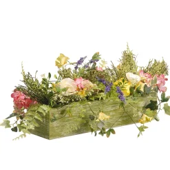 Cheap National Tree Company Artificial Candleholder Table Decoration, Wooden Green Box Base, Decorated With Flower Blooms, Berry Clusters, Leafy Greens, Holds 3 Pillar Candles, Spring Collection, 22 Inches