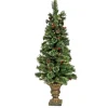 New National Tree Company Artificial Cashmere Cone & Berry Entrance Christmas Tree In Bronze Urn, With Red Berries And Pinecones, Pre-Lit With Clear Incandescent Lights, Plug In, 4.5 Ft