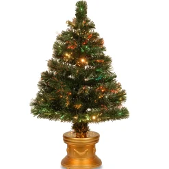 Clearance National Tree Company Artificial Christmas Tree, Green, Radiance, Fiber Optic, Includes Base, 32 Inches