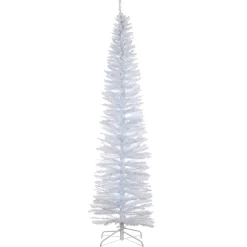 Store National Tree Company Artificial Christmas Tree, White Tinsel, Includes Stand, 7 Feet