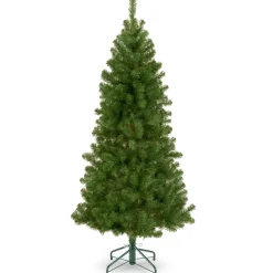 Shop National Tree Company Artificial Christmas Tree, Canadian Grande Fir, Green, White Lights, Includes Metal Base, 7 Feet
