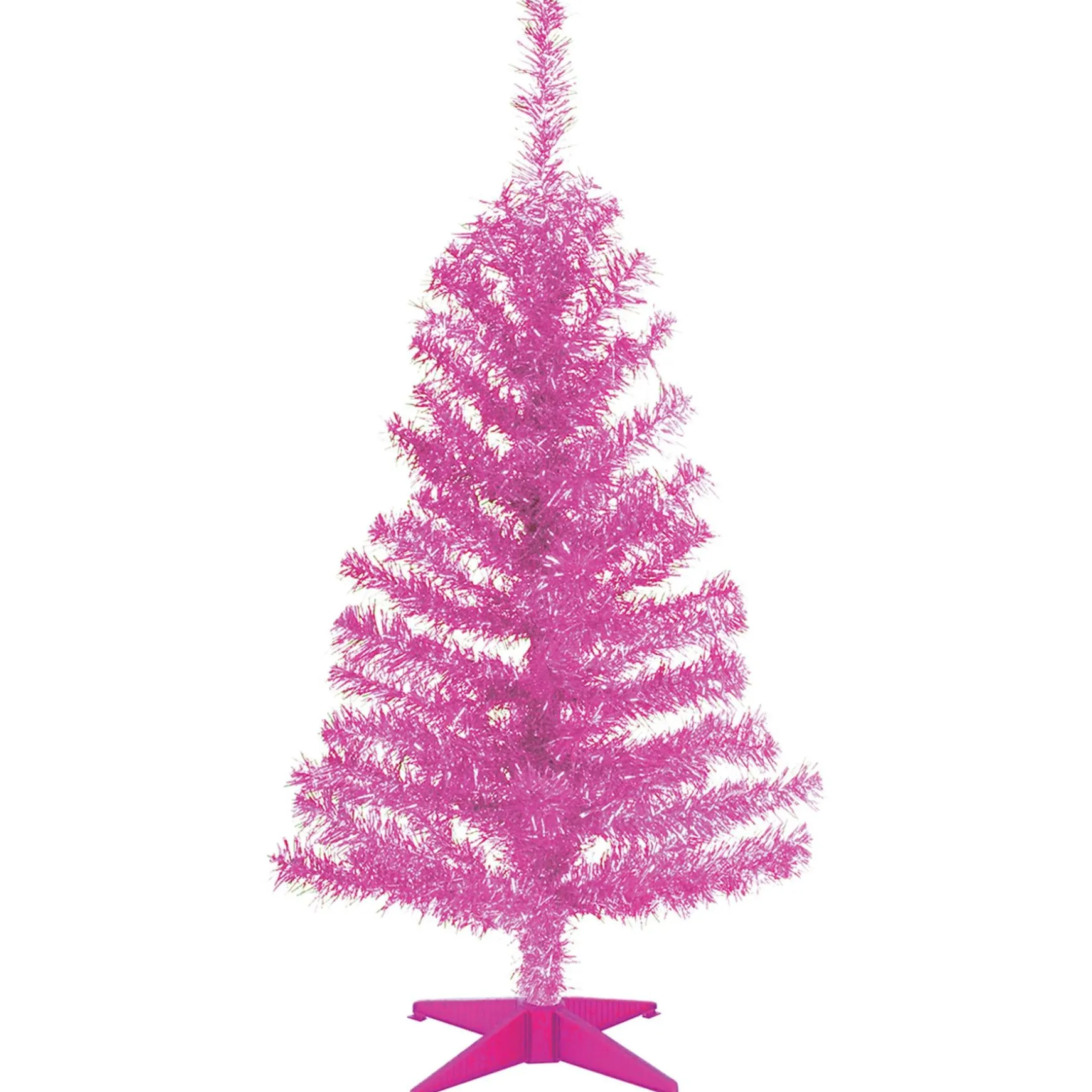 Best National Tree Company Artificial Christmas Tree, Pink Tinsel, Includes Stand, 3 Feet
